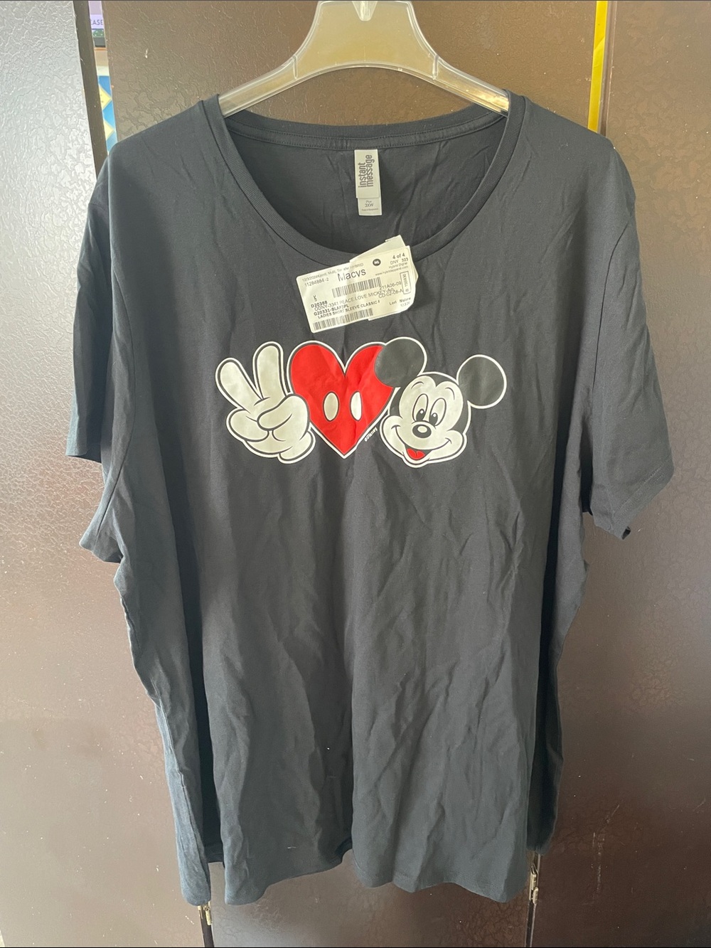 Disney Mickey Heart Graphic Short Sleeve Tee - Black